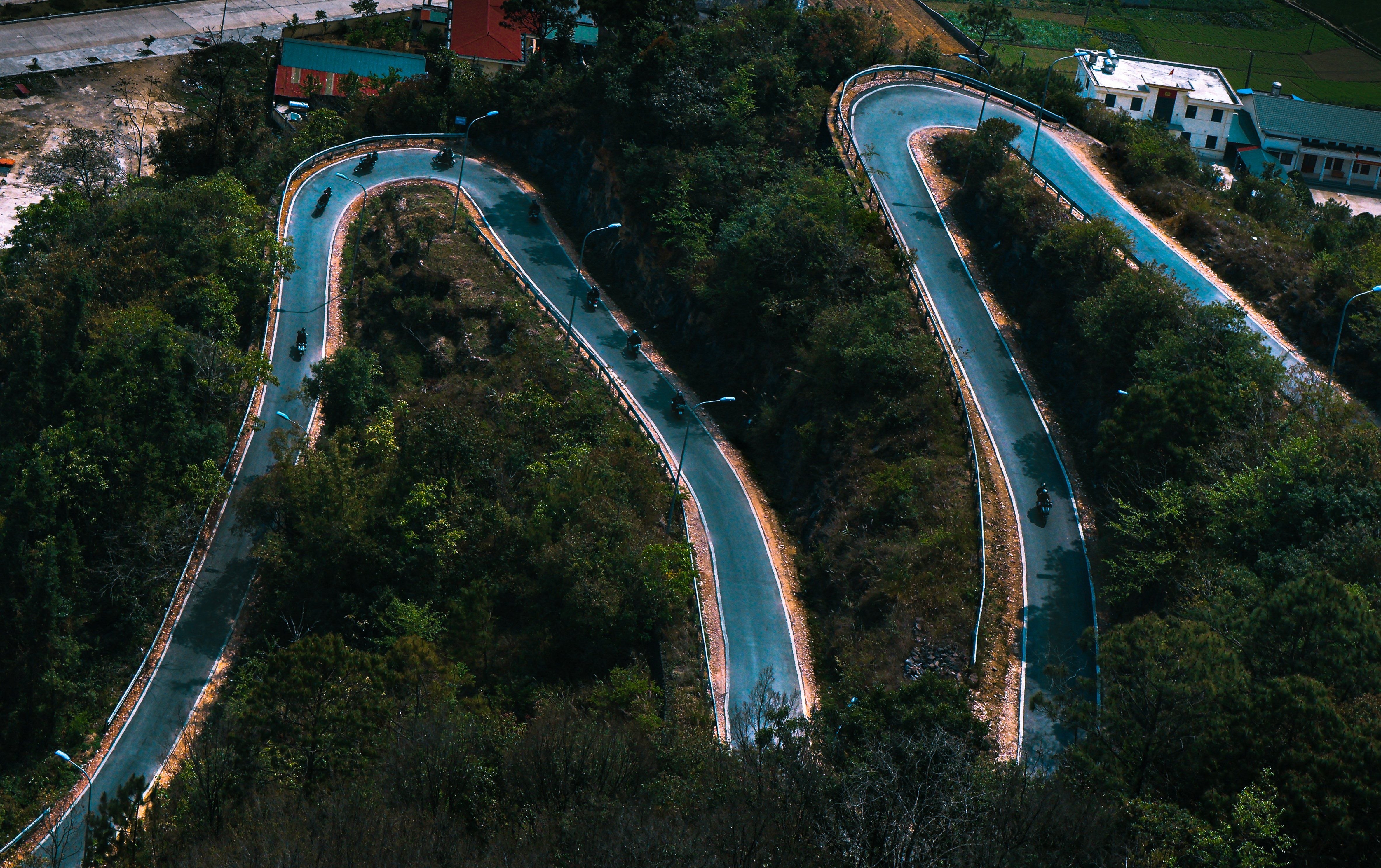Windy road carving through the mountains