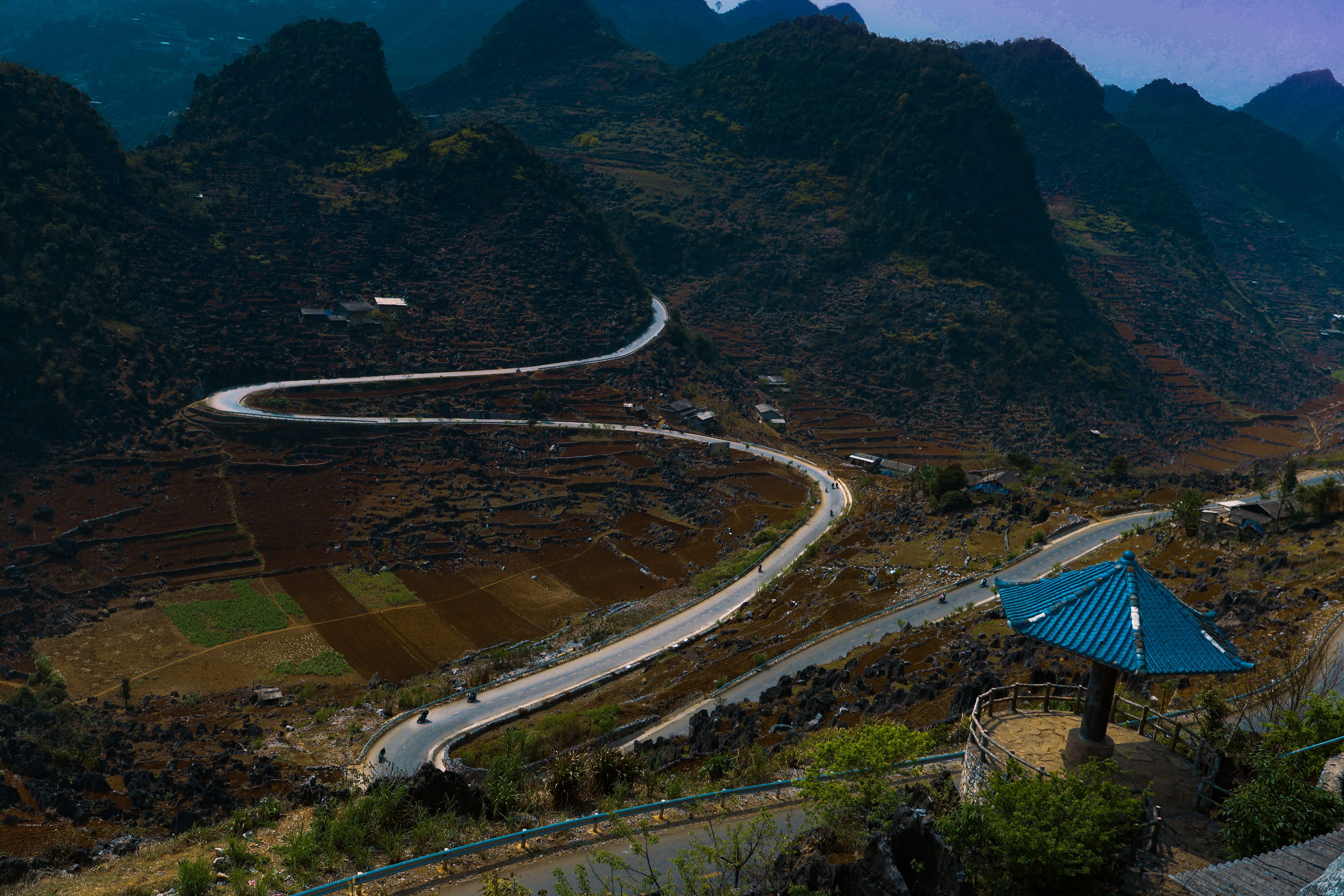 Road carving through the mountains
